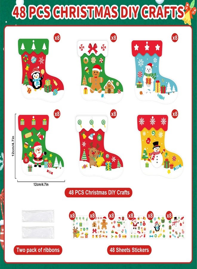COCHIE 48Pcs DIY Christmas Craft Kits for Kids, Christmas Tree Stockings Ornaments Kit, Make Your Own Christmas Stockings Craft Xmas Party Decor DIY Stockings Cutouts for Holiday Handcraft Supplies - Image 2